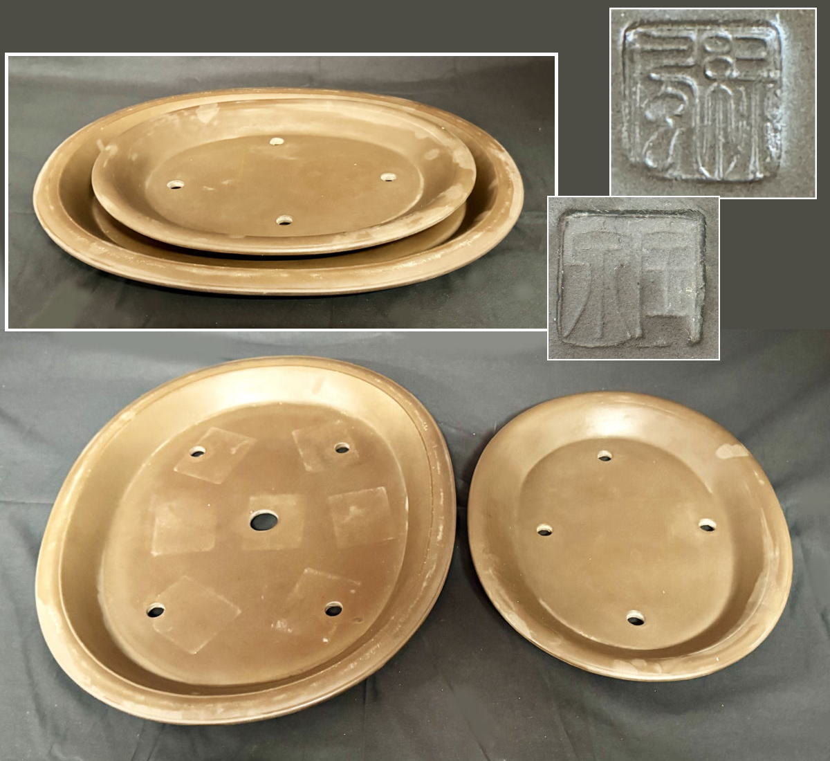 【送料無料】時代物 楕円形盆栽鉢 ２点 在銘古美術 ウブ品 入手困難中国骨董 古美術 コレクション文化財 収集 (旧家蔵出し) 威龍彩雲｜威龍彩雲通販