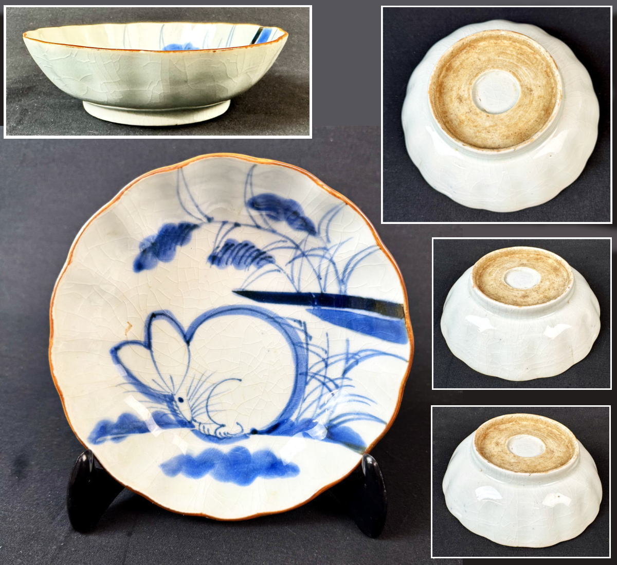 【送料無料】江戸時代 古伊万里 秋草兎文古染付皿 古美術 ウブ品 入手困難 日本骨董コレクション文化財 (旧家蔵出し)威龍彩雲｜威龍彩雲通販
