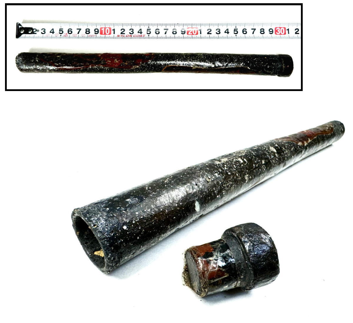 【送料無料】<BR>時代物 木製黒赤漆器<BR>細密青貝螺鈿細工花香筒<BR>唐物斑竹 美術 骨董品<BR>香道具 (旧家蔵出し) <BR>威龍彩雲