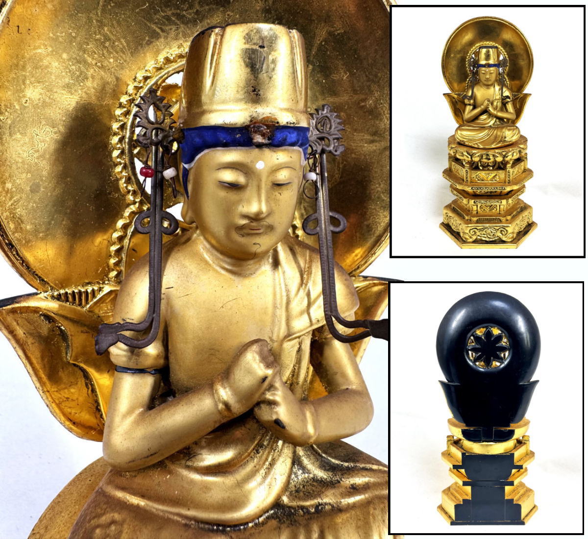 【送料無料】 本尊 大日如来 金箔 中七 肌粉 古仏像 高さ約28cm 骨董 老佛像 置物 古玩 旧蔵 古賞物 (旧家蔵出し) 威龍彩雲通販