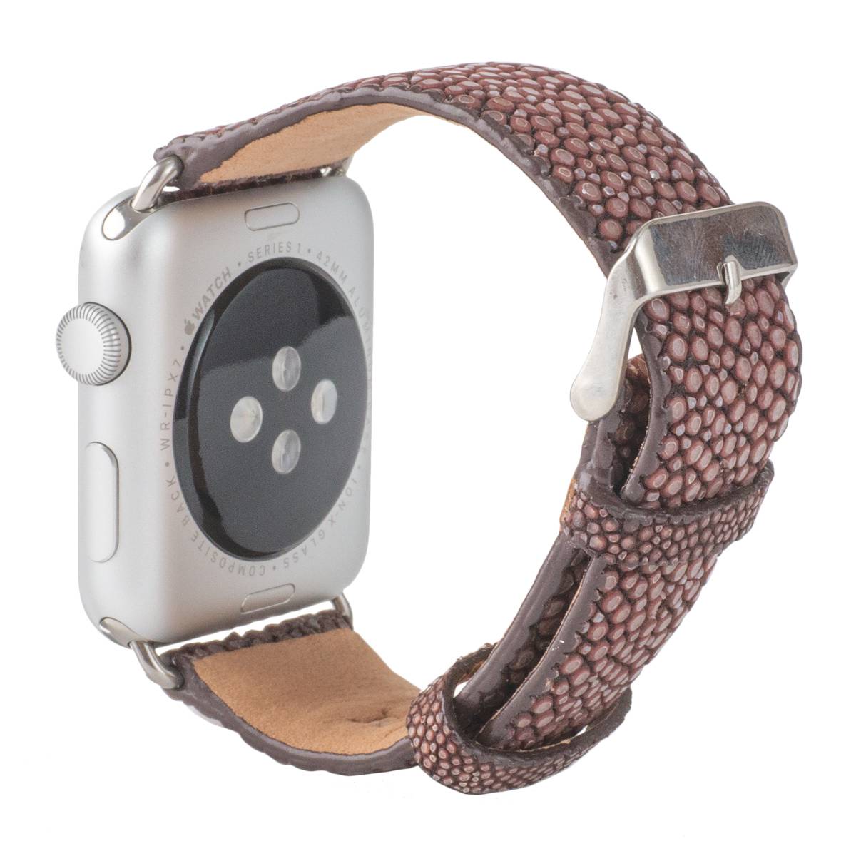 Revetta エイ革 ガルーシャ スティング花の冠 Apple Watch ダンス楽隊 胴締め 赤銅色 茶 38粍/40粍/41粍 SE/8/7/6/5/4/3/2/1 [091-2stab38] スマートウォッチ本体-スマートフォン・タブレット