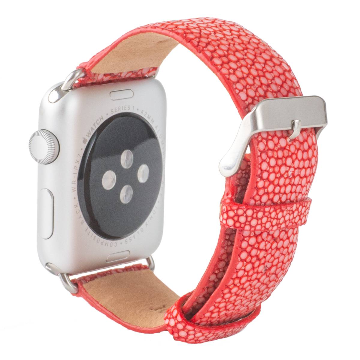 Revetta エイ革 ガルーシャ スティング花の冠 Apple Watch ダンス楽隊 胴締め 赤いこと 赤 42粍/44粍/45粍 SE/8/7/6/5/4/3/2/1 [091-5stab42]