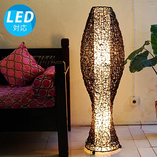 楽天市場 モックs アジアン照明 間接照明 おしゃれ照明 フロアライト スタンド フロアスタンドライト アジアン ランプ インテリア 癒し モダン ダイニング バリ リビング 北欧 Led 寝室 プレゼント 6畳 8畳 引っ越し祝い ラタン 床置き ダークブラウン 1cm おしゃれ