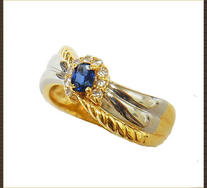 サファイアダイヤモンドリング中古レディースPT90011号S2.00ct/D0.10ct5.27gプラチナ指輪青ブルーダイアサファイヤ送料無料激安質屋