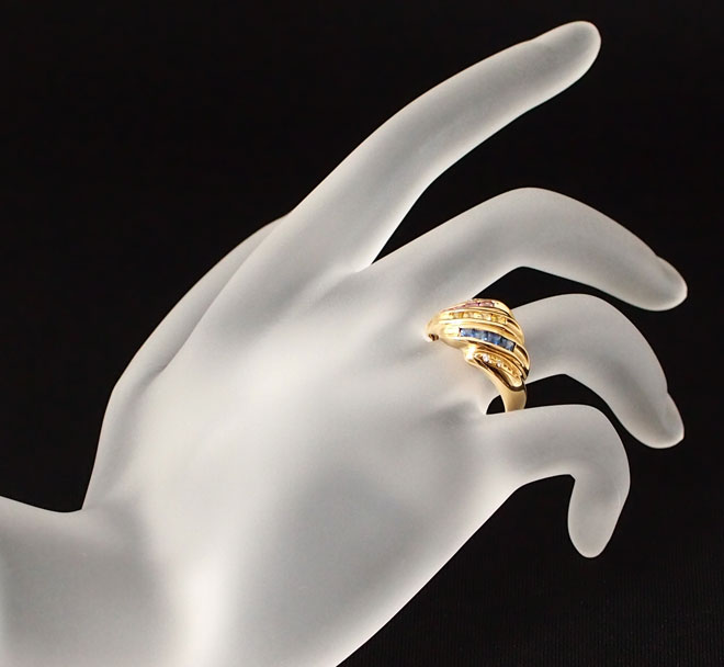 サファイアダイヤモンドリング中古レディースPT90012号S0.48ct/D0.12ct5.3gプラチナ指輪青ブルーダイアサファイヤ送料無料激安質屋