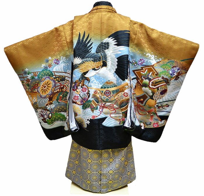 グリーン系の羽織りに金の袴が格好良い☆男の子七五三５歳 kao0221.jpg