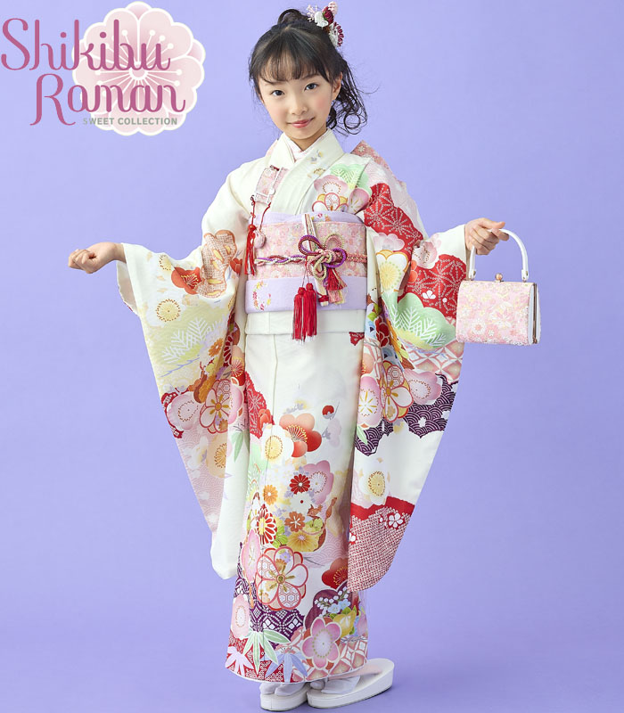 七五三 7歳 女の子 セット 本格比翼付き 金駒刺繍 菊 萩 姫 絞り