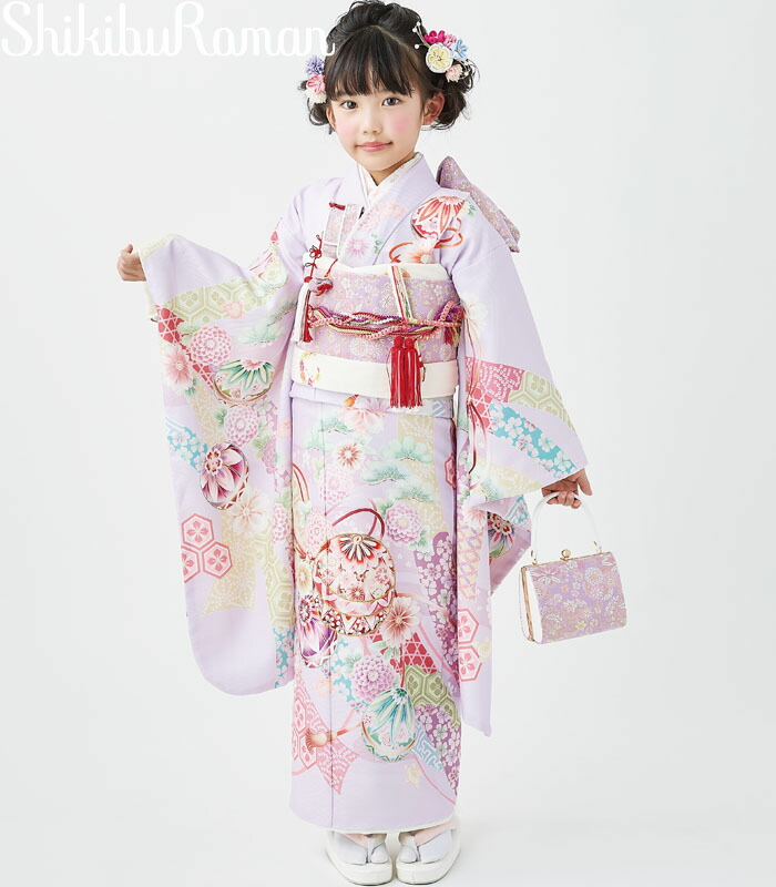 七五三 753 御召しもの 7歳 うしろ帯 四つ身御召しもの 単品 式部浪漫 ブランド名 絵羽柄 雅まりあそび2 藤色 日本製 2026年新作 売りわたす 買いもとめる