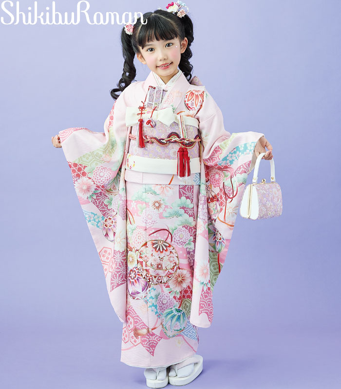 七五三 753 御召しもの 7歳 うしろ帯 四つ身御召しもの 単品 式部浪漫 ブランド名 絵羽柄 雅まりあそび4 サクラ色 日本製 2026年新作 売りわたす 買いもとめる