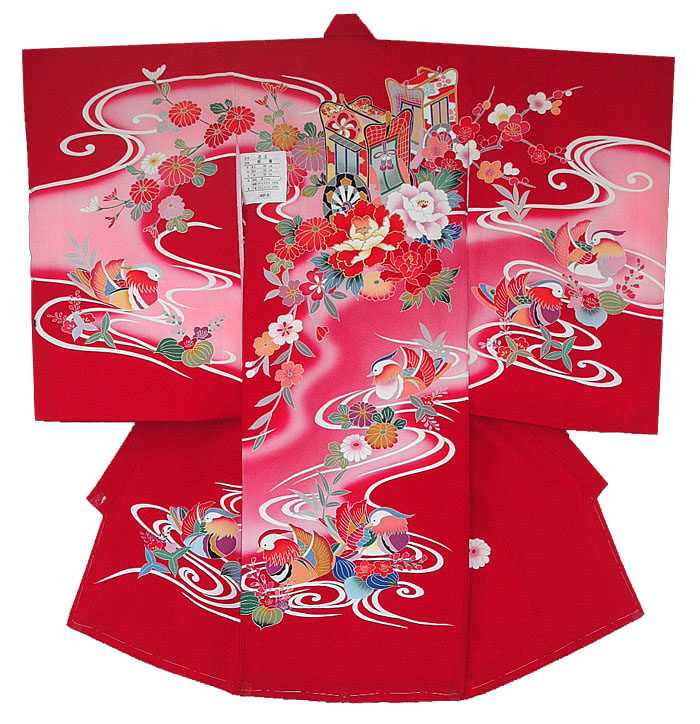 2年保証 着物 女の子 お宮参り 女 購入 送料無料 販売 赤 御所車にオシドリ柄 女の子正絹初着 産着 初着 正絹 女児 Joji 70 Www Gomelavto By