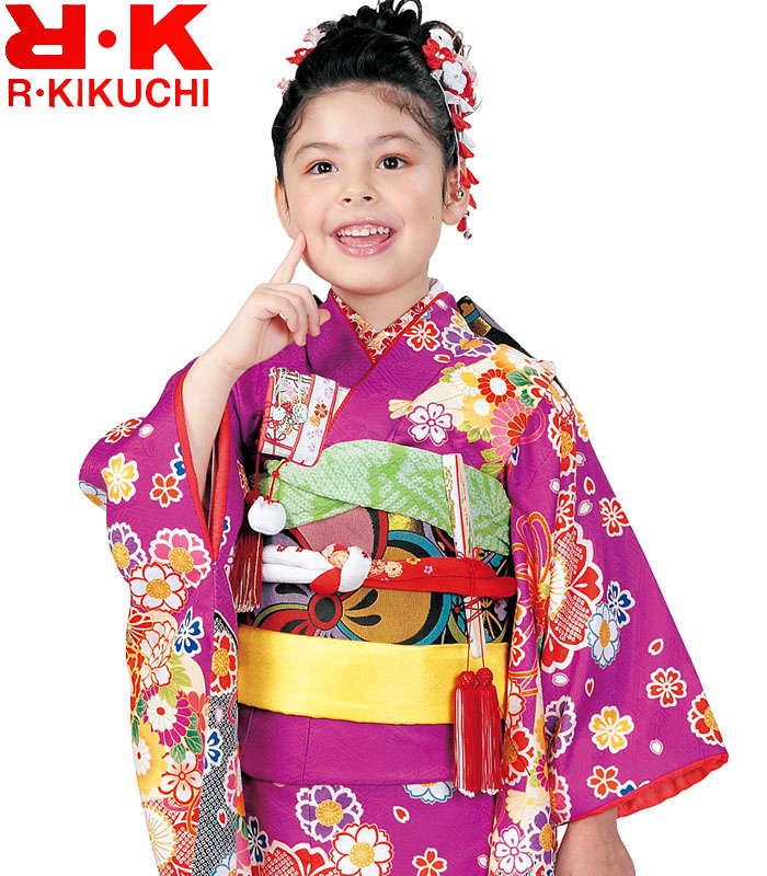 楽天市場七五三 着物 7歳 女の子 着物フルセット 桜にマリ 赤 四つ身