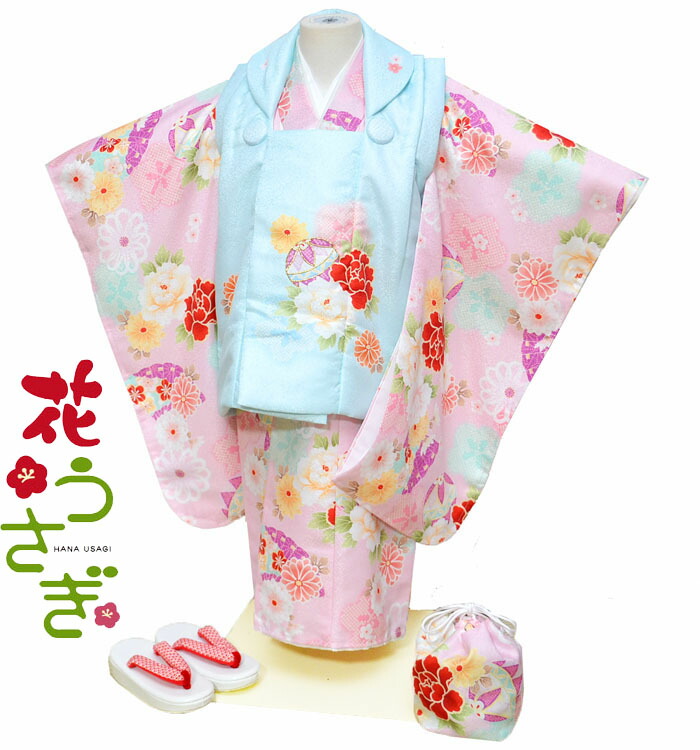楽天市場】七五三 着物 3歳 女の子 被布セット 桜に紅葉柄 赤