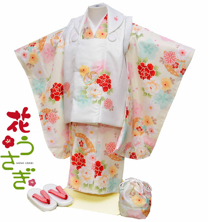 楽天市場】七五三 753 着物 3歳 女の子 被布セット 花うさぎ ブランド