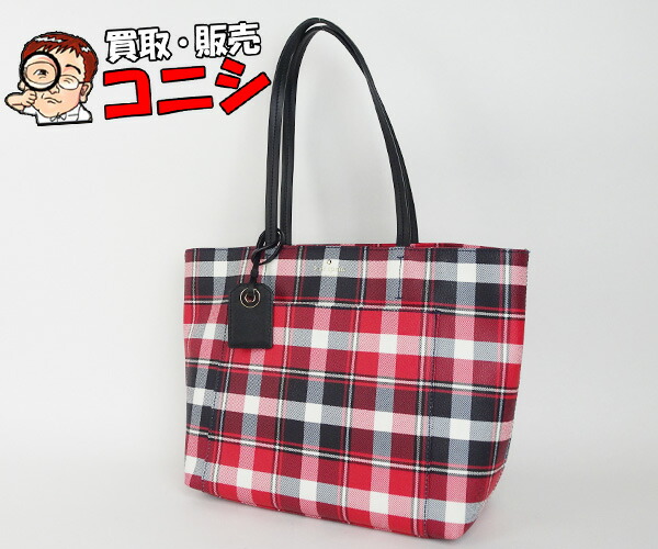 神戸の質屋 Kate Spade ケイトスペード トートバッグ Pvc素材 赤 黒 ギンガムチェック柄 中古品 送料無料 F1574f Butlerchimneys Com