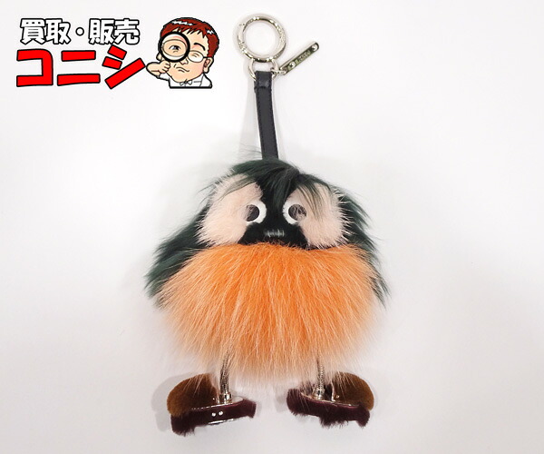 FENDI - フェンディ モンスター チャーム ミンクファー バッグ シルバー色 水色 FENDI フェンディ チャーム モンスター ファー/メタル ブルー