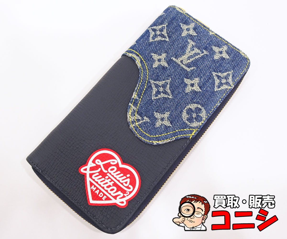 【質コニシ】【Louis Vuitton/ルイ・ヴィトン】ジッピーウォレット 長札入れ NIGO モノグラム ジーンズ 米国海軍 紺 M81107【貨物輸送込み】m0797v