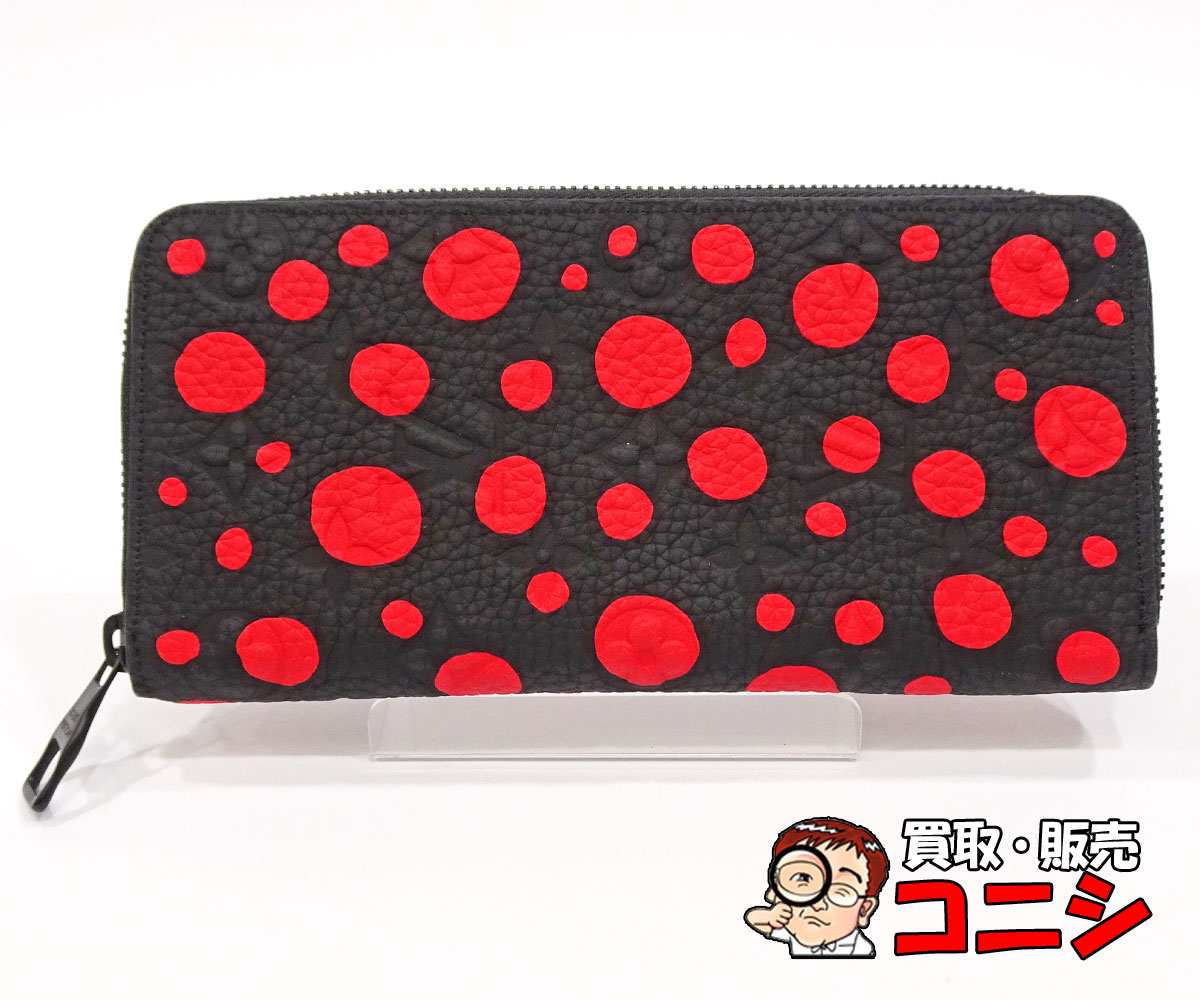 【質コニシ】【Louis Vuitton/ルイ・ヴィトン】ジッピーウォレット 長札入れ M81904 草間彌生 アン工業プラント 黒×赤【貨物輸送込み】m0823v