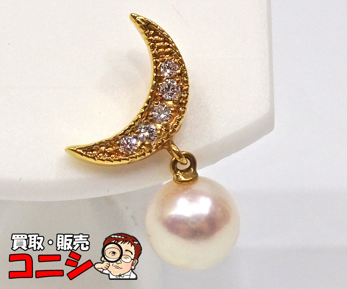 【質コニシ】【MIKIMOTO/ミキモト】ピンブローチ 三日月　クレセントムーン K18 ゴールド アクセサリー 小物 約1.5g【送料込み】m1224y