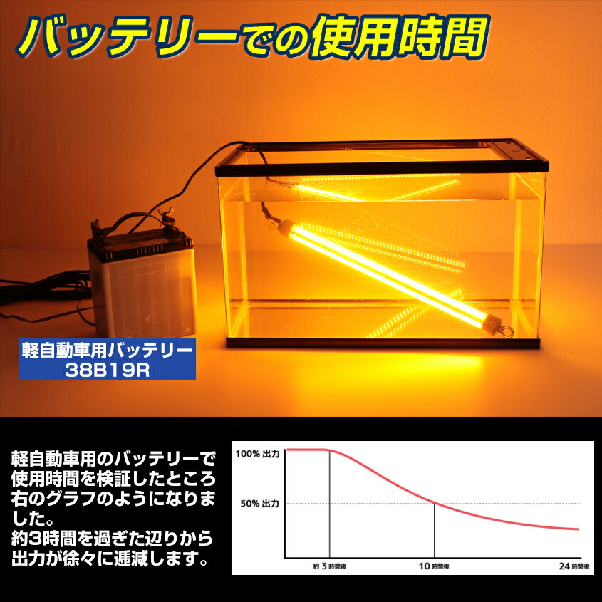 シラスウナギ 専用 水中ライト オレンジ Led 集魚灯 60w 8640ルーメン 明るい ロングサイズ シラスウナギ漁に人気 水中集魚灯 夜釣り 夜焚き イカ タチウオ アジ イカ釣り にも効果的な 集魚ライト Dc 12v カーバッテリー 電動リール用バッテリー 使用可能 Dailystyles De