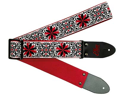 ギターストラップ Elara Straps Zinnia Elegans White/Red Ultrasuede [送料無料!]
