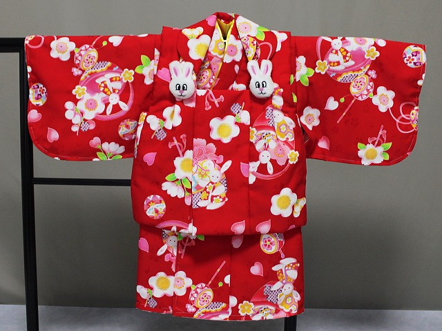 日本製　手縫いの一ツ身　ベビー用着物と被布コート　当店オリジナル着物と被布　B0001-04｜きものSHOPくりはら