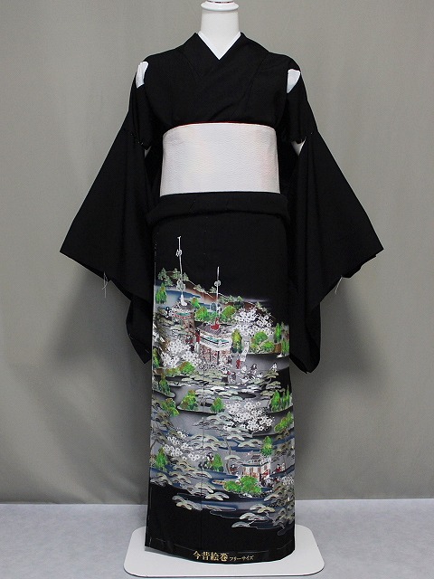 留袖　黒留袖　正絹　花柄 楽天市場】花柄の未仕立正絹江戸妻 当店在庫処分の黒留袖 古典柄
