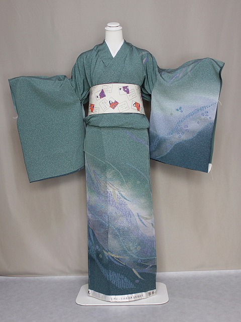 楽天市場】たたき染めの訪問着 黒地の訪問着 未仕立きもの 正絹訪問着