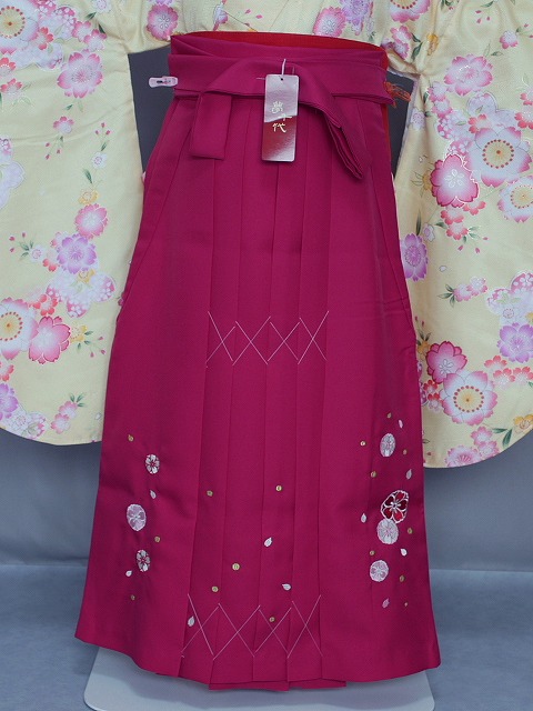 袴 女の子用ジュニア袴 Z0645 卒業式用袴　単品ローズ系色袴　夢千代ブランドの袴 送料無料　Z0645