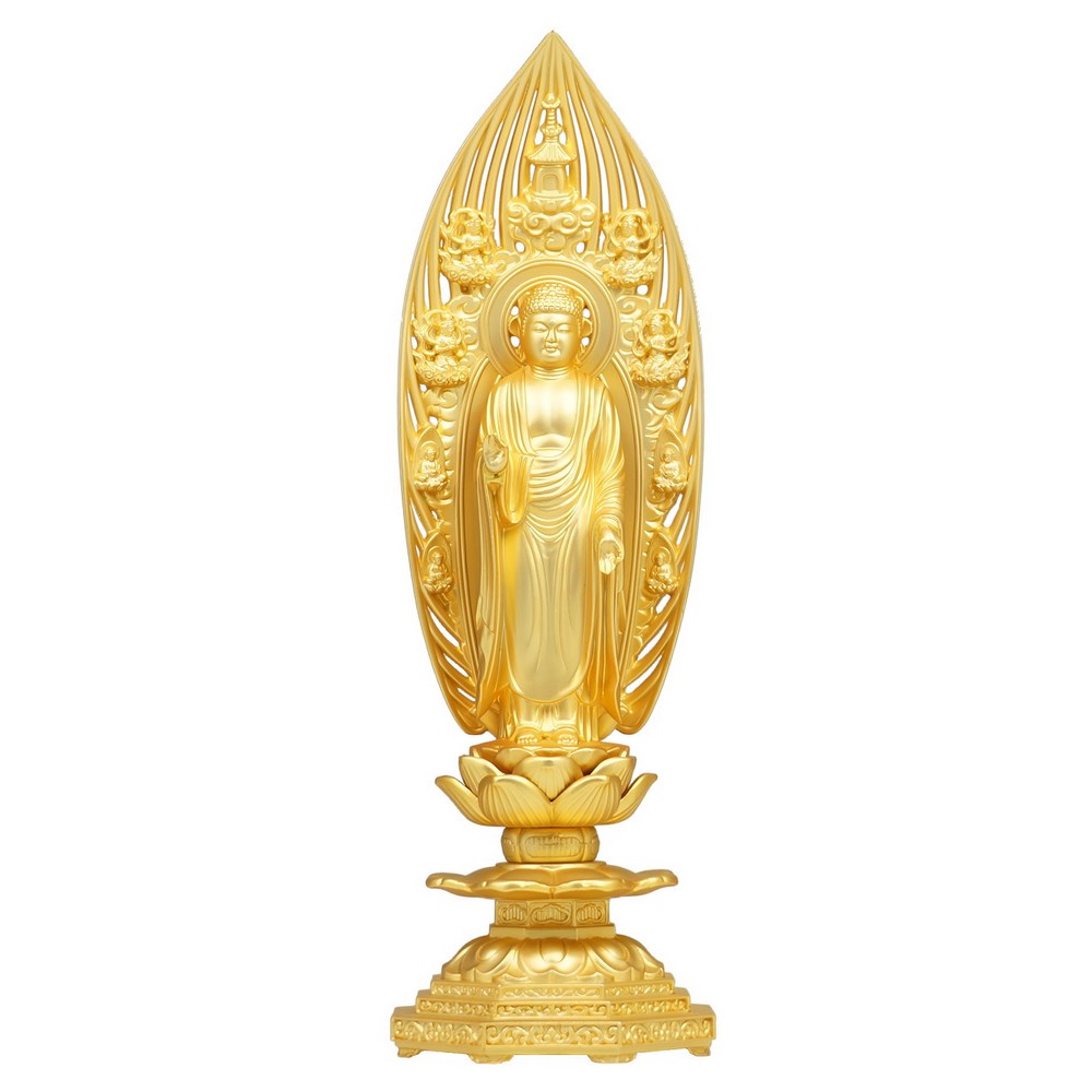 楽天市場】金色 阿弥陀如来 立像 （金属製 24K純金メッキ）高さ約15.7