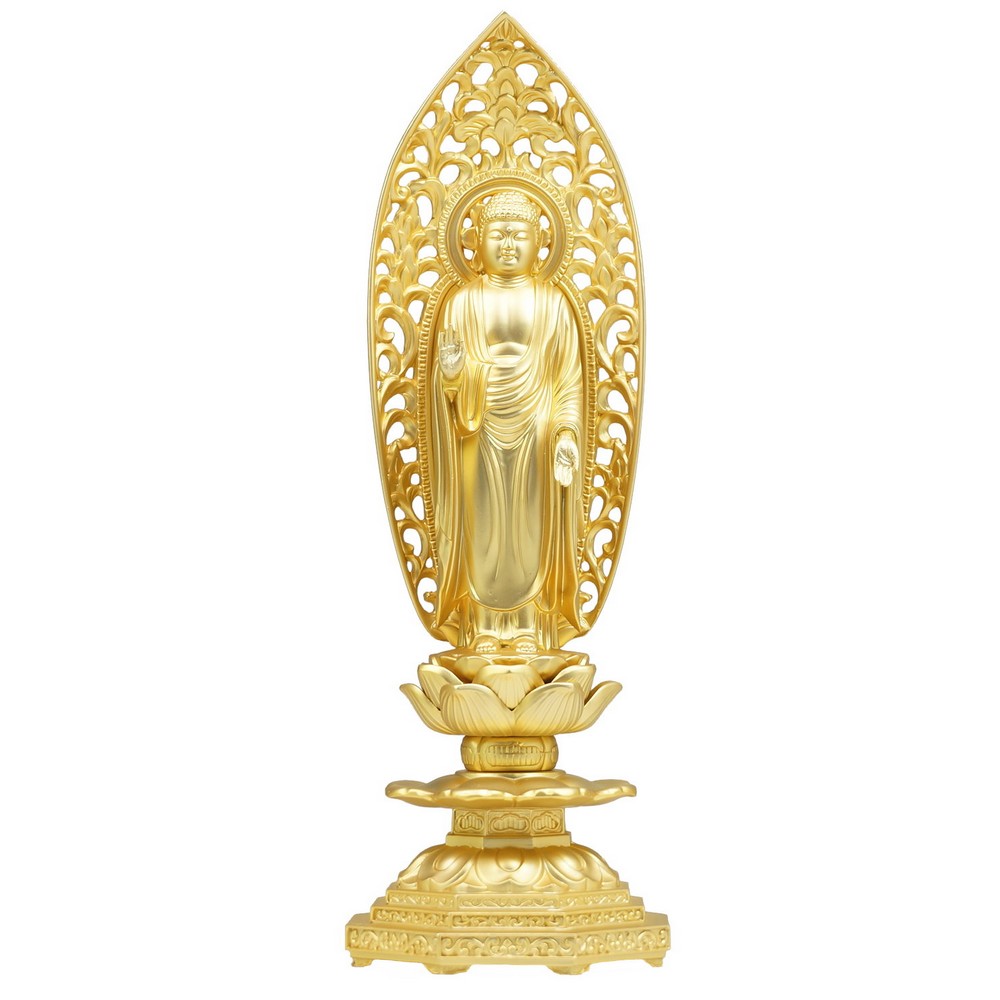 ［仏像］ 釈迦如来 １９．５ｃｍ 金鍍金仕上 アロイ製