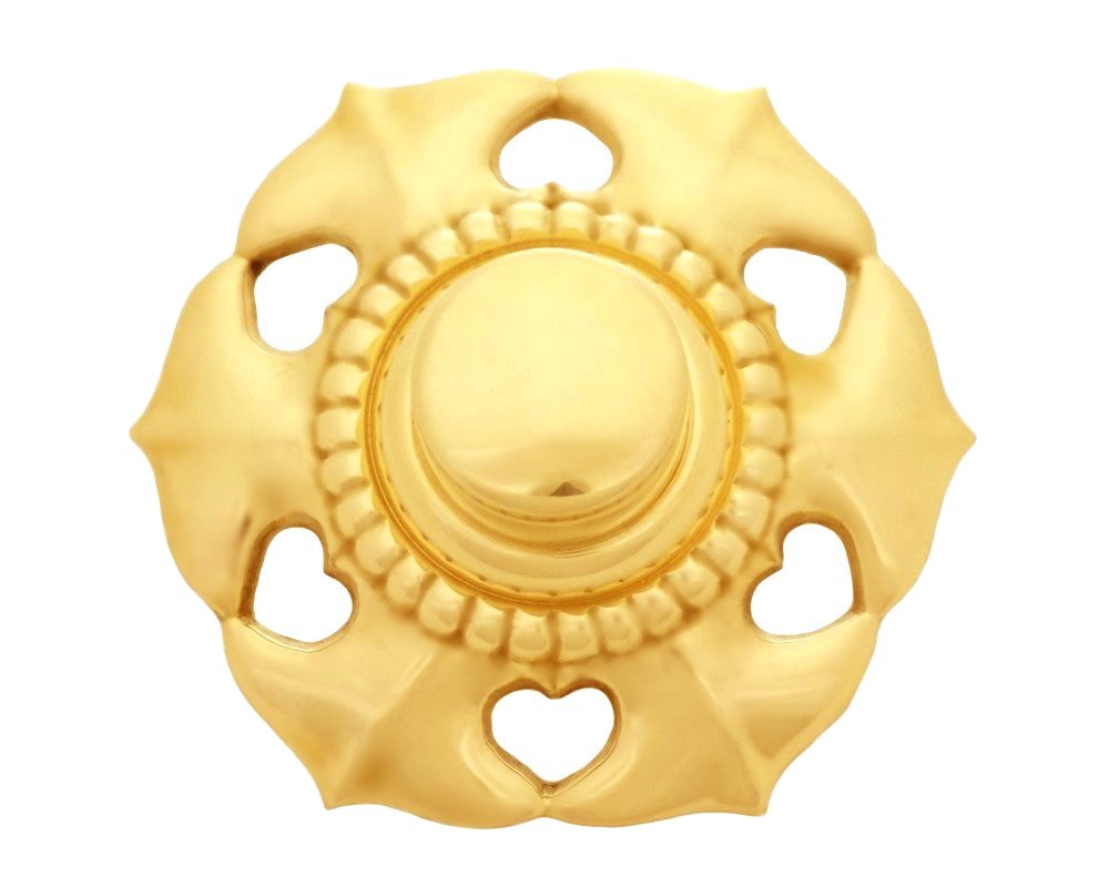 六葉金具 （釘隠し・錺金具） 金鍍金 ２．５寸 金管楽器鋳込み製［築き上げる鉄器］［社寺装置］