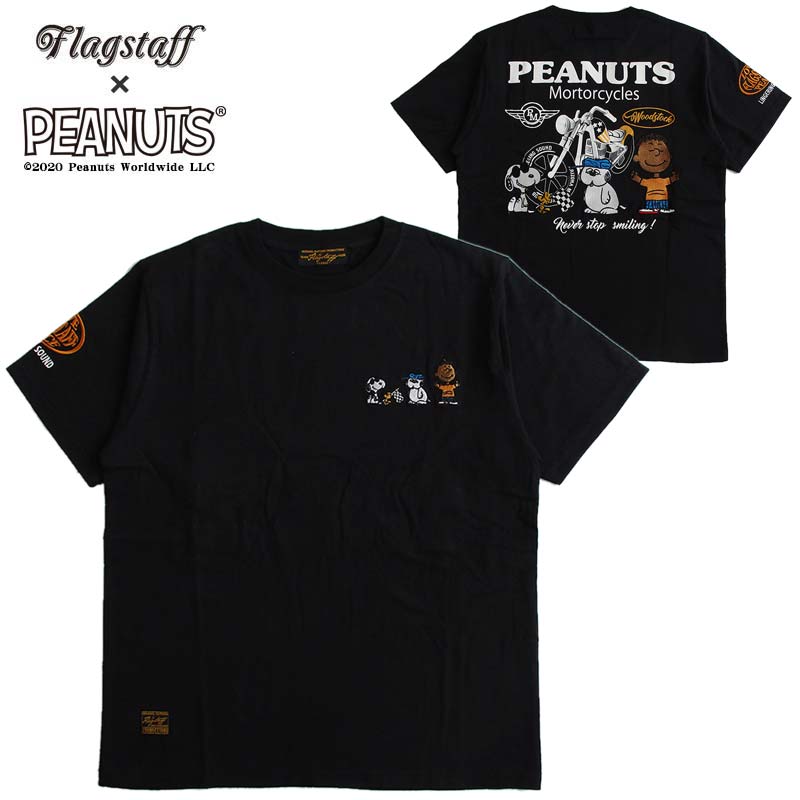 SNOOPY/スヌーピー 半袖Tシャツ FLAGSTAFF フラッグスタッフ メンズ レディース PEANUTS ピーナッツ キャラクター アメカジ 刺繍 送料無料