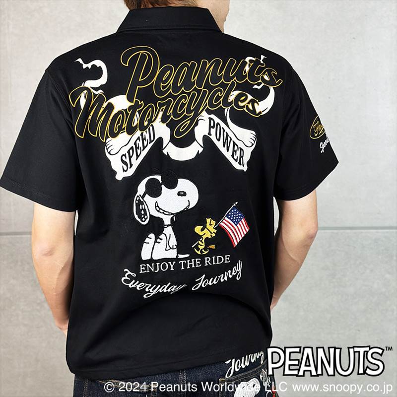 SNOOPY/おせっかい 半袖スポーツシャツ FLAGSTAFF 信号旗原材料 メンズ レディース PEANUTS 南京豆 文字記号 アメカジ 刺しゅう 貨物輸送無料