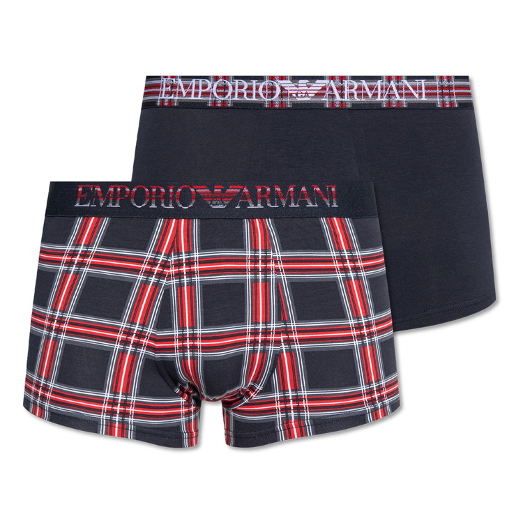 エンポリオアルマーニ：TARTAN GIFT BOX ボクサーズボン下 2PK (スコティッシュ/米国海兵隊員)[ボクサーズボン下/ 成人男性はだ着/ メンズはだ着/一般受けブランド名/おすすめ差し上げ物/生まれ落ちる日差し上げ物/メンズ流行り物]