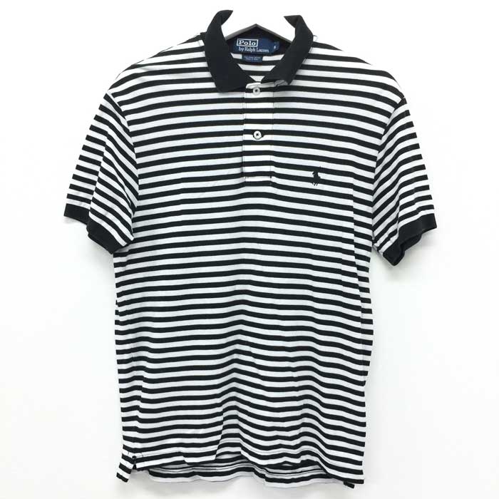 ralph lauren black and white striped polo shirt