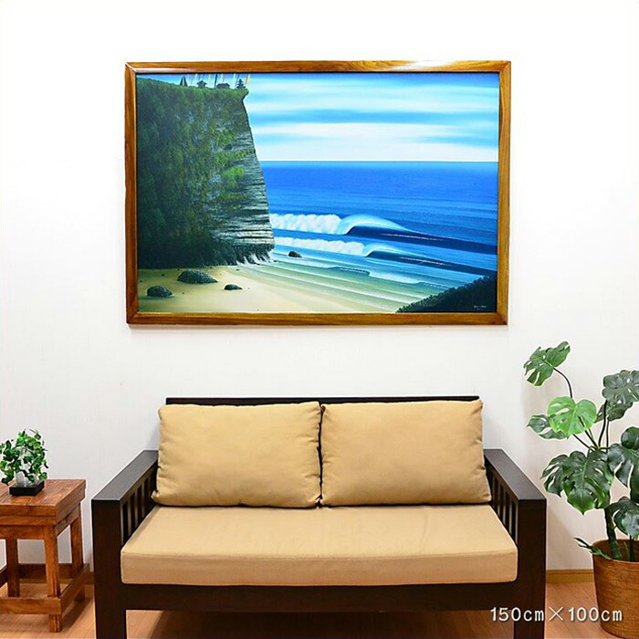 バリ島絵画 ハンドペイントアート絵 ウィンディ氏作 波の絵 150cm 100cm 壁紙 装飾フィルム Pic 0061 1 ハンドペイントアート絵 アートパネル アートボード インテリア 壁掛け 限定数特別価格の