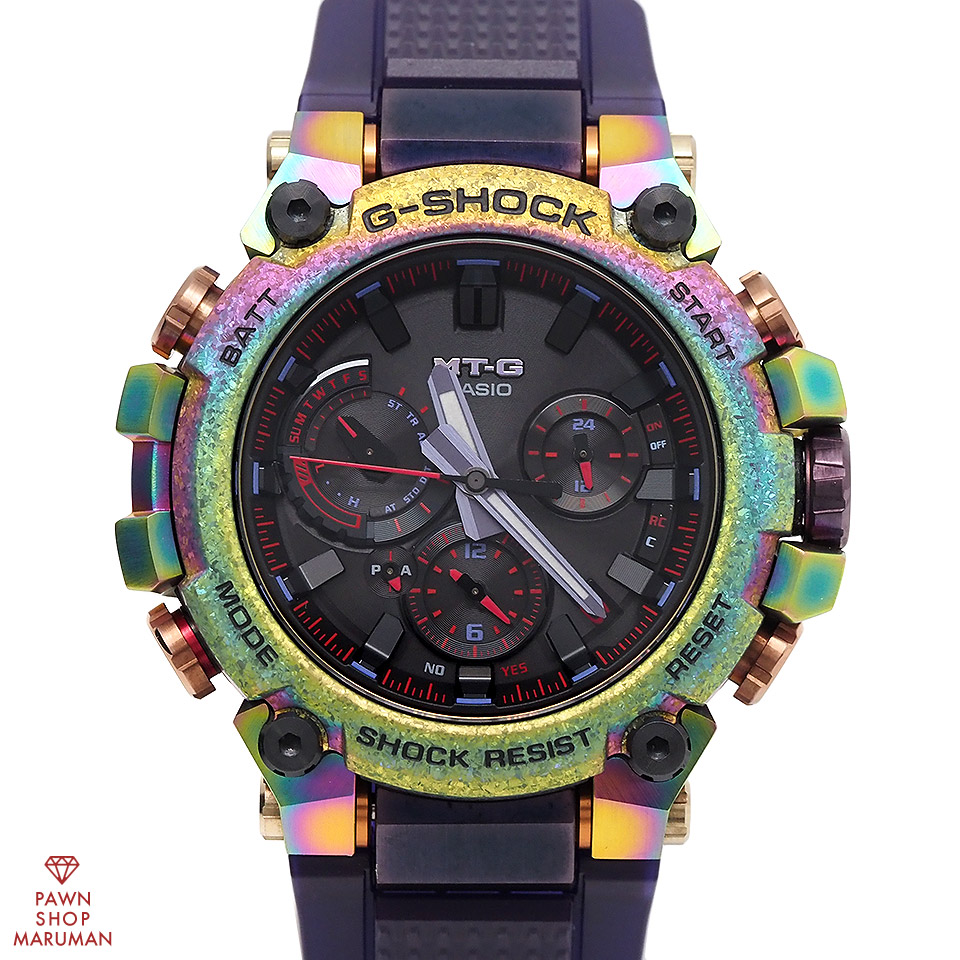 CASIO カシオ G-SHOCK MT-G MTG-B3000PRB-1AJR 電波ソーラー SS×樹脂 レインボー/ブラック 【送料無料】【中古】【メンズ】【腕時計】【アナログ】【黒】