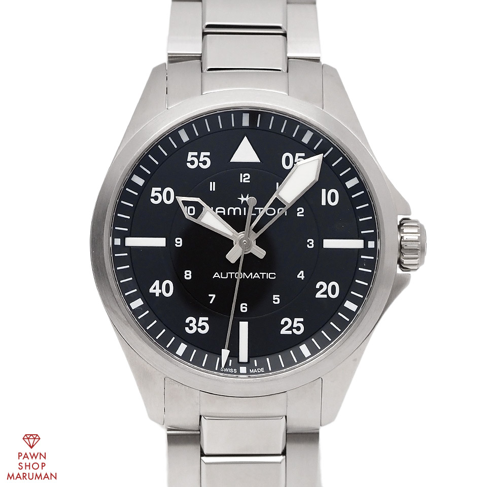 HAMILTON ハミルトン カーキ アビエーション パイロット オート 39mm H76305130 自動巻き SS ブラック 【送料無料】【中古】【メンズ】【腕時計】【黒】【アナログ】