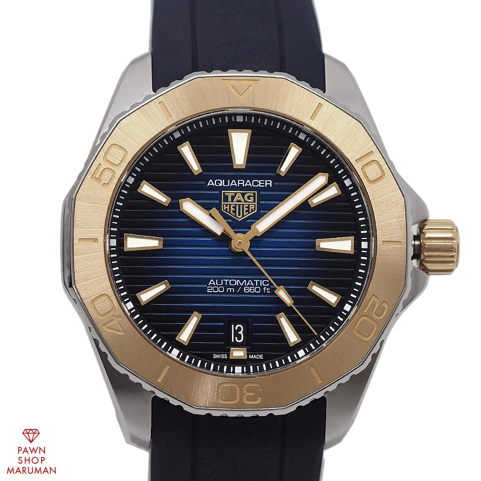 TAG HEUER タグ ホイヤー アクアレーサー プロフェッショナル 200 WBP2150.FT6210 自動巻き K18YG&times;SS&times;ラバー ブルー【送料無料】【中古】【メンズ】【腕時計】【アナログ】【青】｜丸万質舗