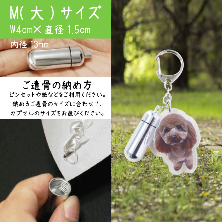 ペットロスカプセルメモリアルカプセルSサイズキーホルダー写真プリントアクリルバッグチャームペット供養ペット仏具ペット仏壇覆い袋名札命日49日彼岸盆犬猫【メール便対応】