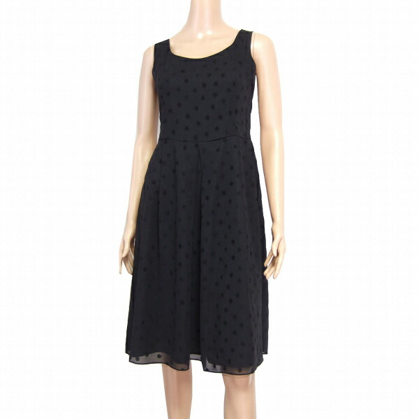 美品【中古】カルバンクライン CK CalvinKlein 優美シフォン素材ワンピース 表記6号(11号/L相当) 黒/ブラック ノースリーブ 春夏向け レディース｜フルフルマーケット