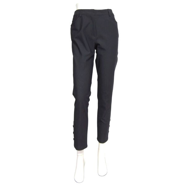 美品【中古】レリアン Leilian 高級シルバータグ パンツ ストレッチパンツ 表記 9号 M 38号 相当 古着 濃グレー 濃炭黒色 美脚 ストレッチ 伸縮 薄手 シンプル 無地 通勤 オフィス お出掛け 大人 30代 40代 50代 日本製 春夏 春 夏 ボトムス レディース