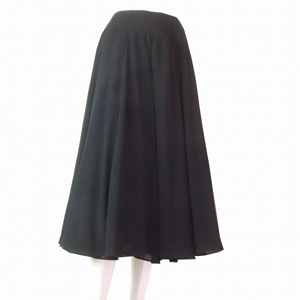美品【中古】インゲボルグ INGEBORG 黒 ブラック シフォン 美揺スカート 小さいサイズ Sサイズ/7号 春夏 レディース ボトムス|フルフルマーケット