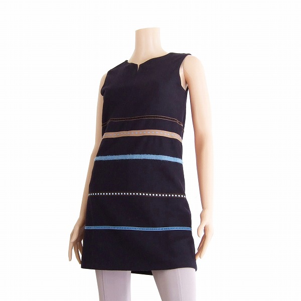 最安挑戦 小さいサイズ 素敵チュニックワンピース 紺 Cacharel 美品 中古 キャシャレル 7号 トップス レディース 春夏秋 チュニック Williamsav Com