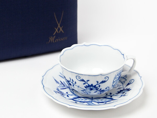 マイセンブルーオニオンカップ＆平円盤茶の葉のふじい・藤井茶舗