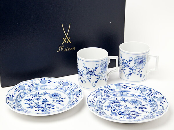マイセンブルーオニオン マグカップ＆一皿書き割り茶の葉のふじい・藤井茶舗