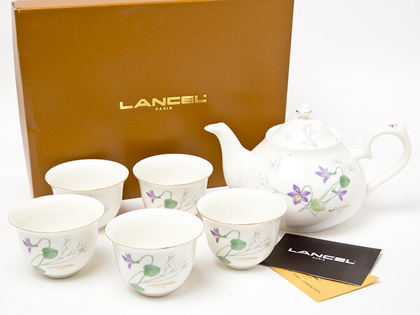 幽客独居室 LANCEL 花柄ティーセット（急須1個＋湯呑5客）/\u003cbr /\u003e茶の葉のふじい・藤井茶舗