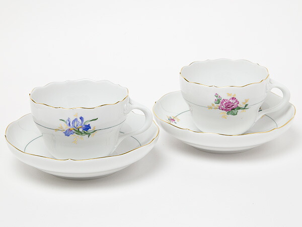 マイセン Meissen 金彩 2種類の花 花柄ティーカップ ソーサー2客セット お茶のふじい 藤井茶舗 マイセン Meissen 金彩 2種類の花 花柄ティーカップ ソーサー2客セット お茶のふじい 藤井茶舗