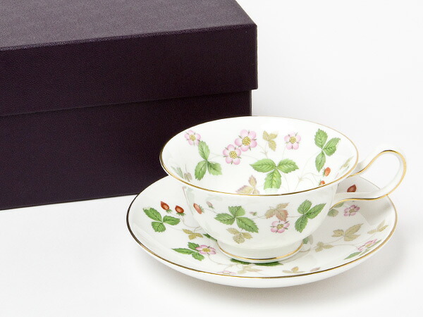 ウェッジウッド/ WEDGWOOD お茶優勝杯＆平円盤(ワイルド オランダ苺) wedg-2茶の葉のふじい・藤井茶舗