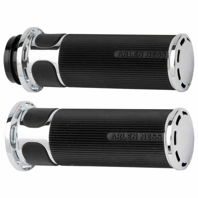 取寄せ スロットトラックグリップ - TBW - クローム アレンネス Slot Track Grips - TBW - Chrome 07-302 DRAG 06301025|ハーレーパーツデポ
